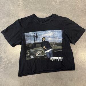 Vintage Y2K Ice Cube Black Rap Graphic Tee Short Sleeve Small Crop